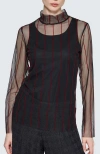 Luukaa Noelle Striped Mesh Layered Blouse In Black