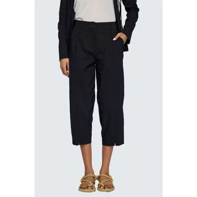 Luukaa Elara Stretch Linen Cotton Blended Pants In Black