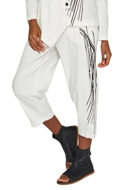 Luukaa Eli Printed Linen Cotton Blended Pants In White