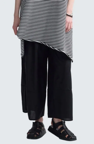 Luukaa Elinea Printed Poplin Wide-leg Pants In Black