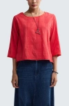 Luukaa Elira Mixed-texture Blouse In Red