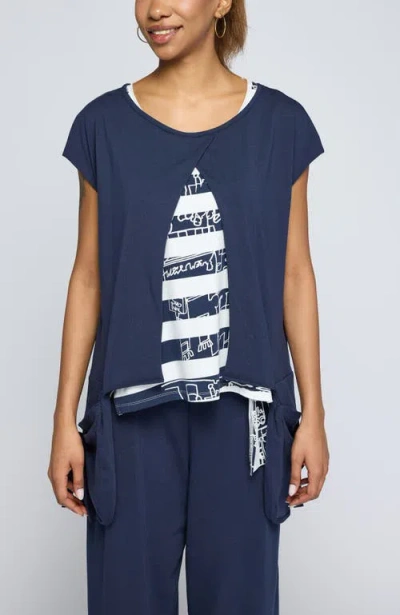 Luukaa Elodie Boxy Jersey Blouse In Blue