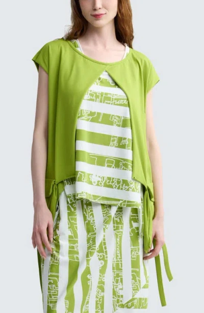 Luukaa Elodie Boxy Jersey Blouse In Green