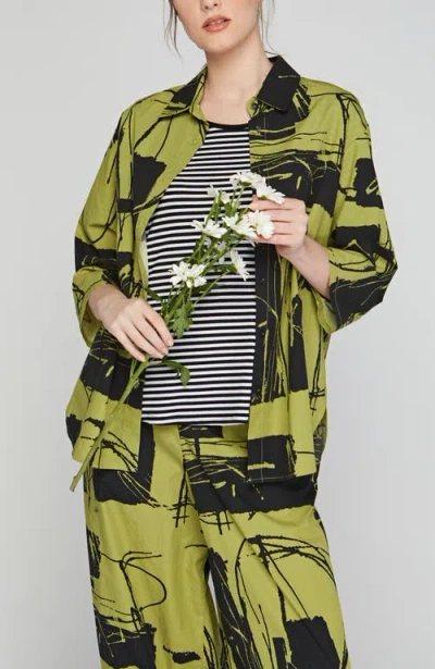 Luukaa Elowen Printed Poplin Shirt In Green
