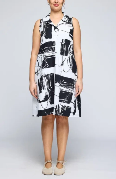 Luukaa Evadne Printed Poplin Dress With Cotton Lining In White
