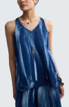 Luukaa Harper Batik-effect Muslin Top In Blue