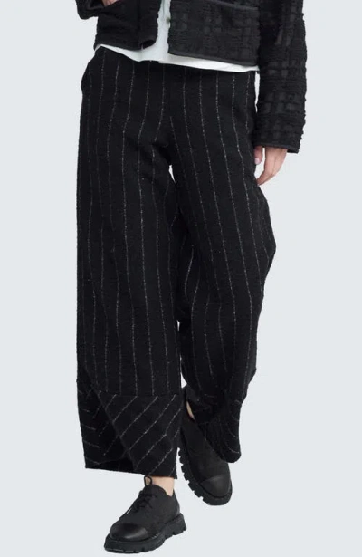 Luukaa Illora Striped-felt Pants In Black