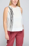 Luukaa Jude Printed Poplin Top In White