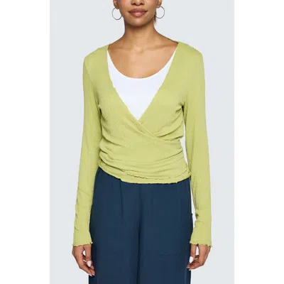 Luukaa Kai Wrinkled Viscose Jersey Top In Green
