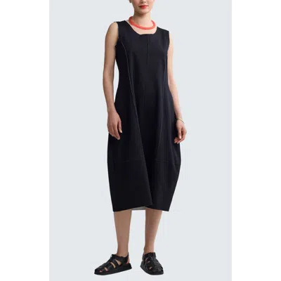 Luukaa Korin Contrast-stitch Balloon Dress In Black