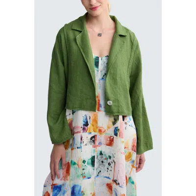 Luukaa Laras Boxy Linen Short Jacket In Green