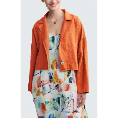 Luukaa Laras Boxy Linen Short Jacket In Orange