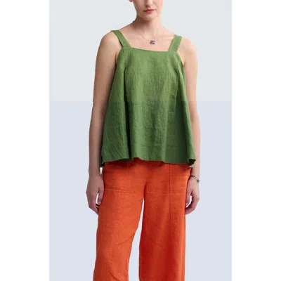 Luukaa Mariel Square Neck Linen Top In Green