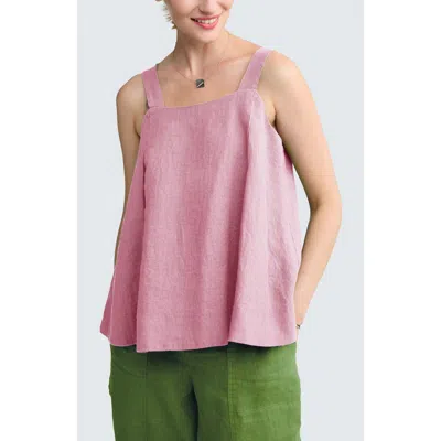 Luukaa Mariel Square Neck Linen Top In Pink