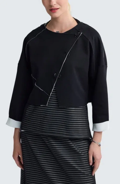 Luukaa Mirelle Contrast-stitch Cropped Jacket In Black