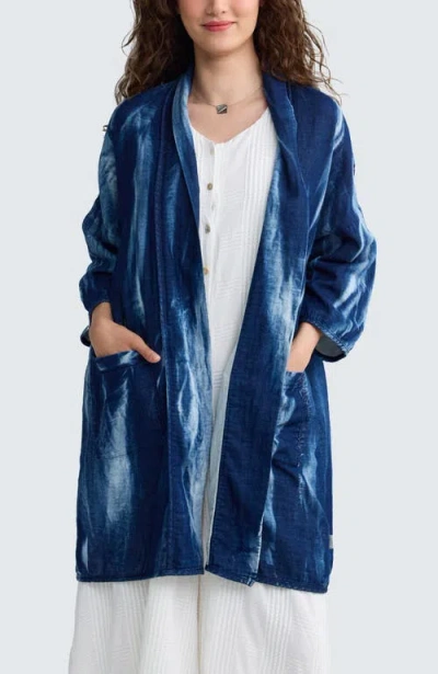 Luukaa Monroe Batik-effect Long Jacket In Blue