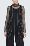 Luukaa Noelle Striped Mesh Layered Blouse In Black