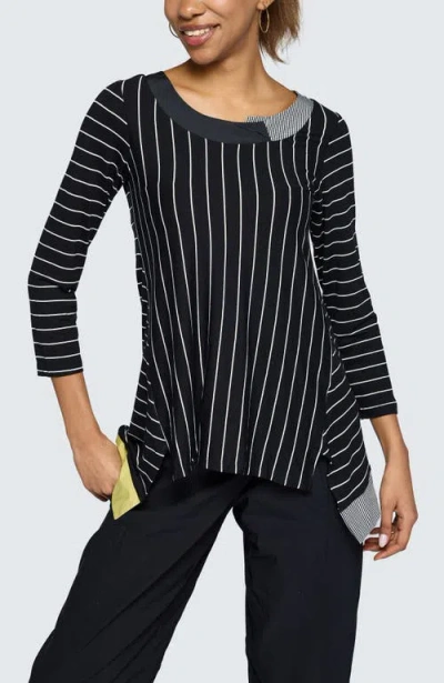 Luukaa Nova Striped Viscose Jersey Blouse In Black