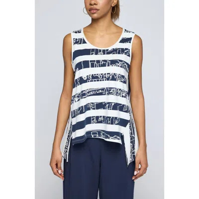 Luukaa Ondine Striped High-low Top In Blue