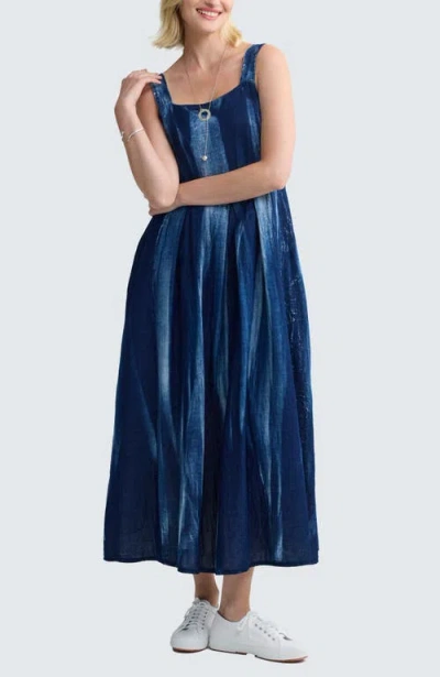 Luukaa Peyton Batik-effect Tiered Dress In Blue