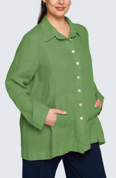 Luukaa Phalia Solid Linen Shirt In Blue