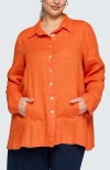 Luukaa Phalia Solid Linen Shirt In Blue
