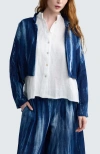 Luukaa Reese Batik-effect Short Jacket In Blue