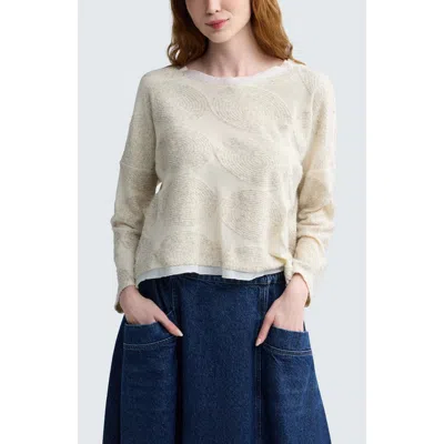 Luukaa Riley Textured Hemp & Cotton Jacquard Blouse In Neutral
