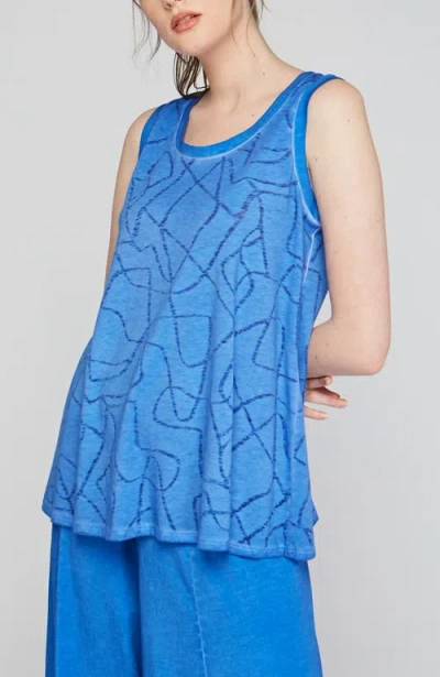 Luukaa Ryder Devore Cotton Jersey Top In Blue