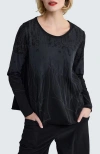 Luukaa Selene Laser-burn Jersey Blouse In Black
