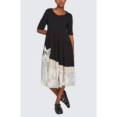 Luukaa Selene Long Cotton Jersey Dress In Black