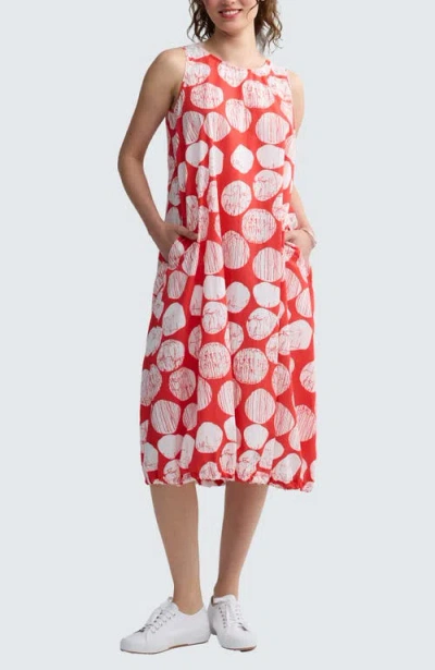 Luukaa Selenea Printed Balloon Dress In Red