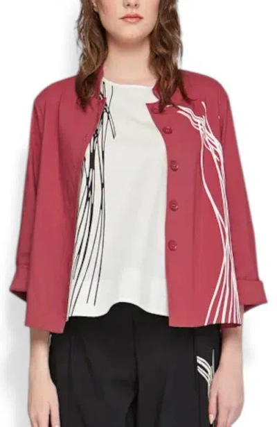 Luukaa Seraphina Printed Linen Cotton Shirt Jacket In Pink