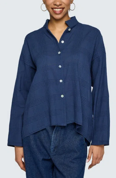 Luukaa Serina Mandarin Collar Shirt In Blue