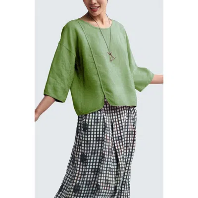 Luukaa Solara Boxy Linen Blouse In Blue