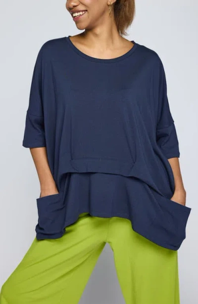 Luukaa Solene Layered Jersey Tunic In Blue
