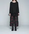 Luukaa Stripe Wrinkled Pants In Burgundy/black In Multi