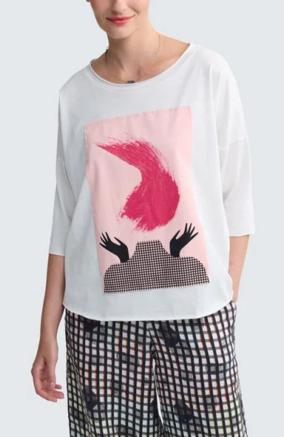 Luukaa Talitha Graphic Print Cotton Blouse In White