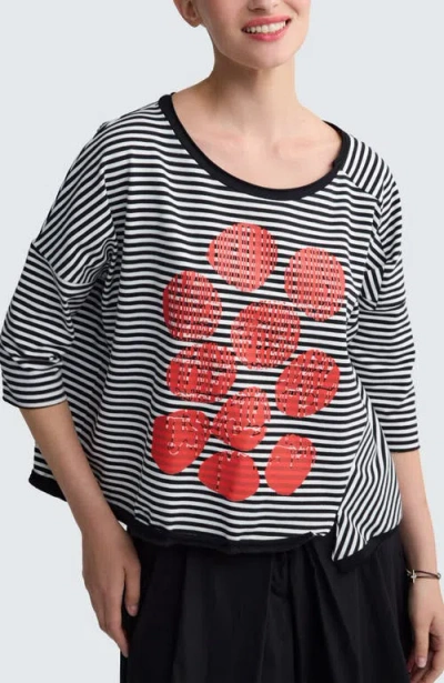 Luukaa Tessa Striped Jersey Top In Gray