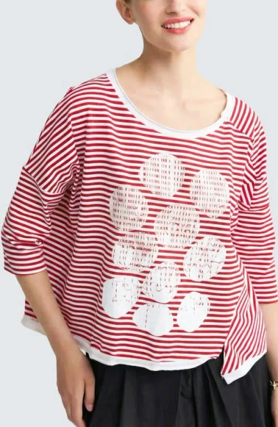 Luukaa Tessa Striped Jersey Top In Pink