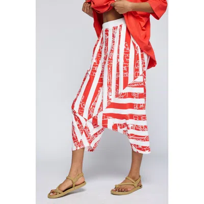 Luukaa Thessaly Striped Jersey Harem Pants In Red