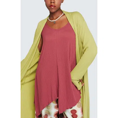 Luukaa Thorne Wrinkled Viscose Jersey Top In Pink