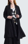 Luukaa Vivelle Shawl Collar Open-front Duster In Black