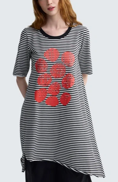 Luukaa Zarael Striped Jersey Tunic In Black