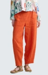 Luukaa Zenya Solid Linen Pants In Animal Print