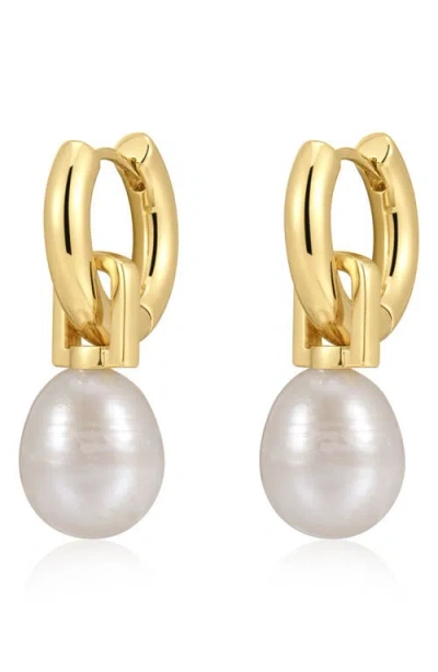 Luv Aj Amalfi Freshwater Drop Huggie Earrings In Gold