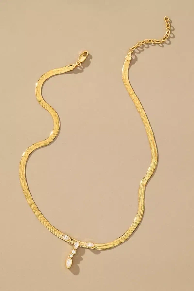 Luv Aj Bianca Drop Crystal Snake Chain Necklace In Gold