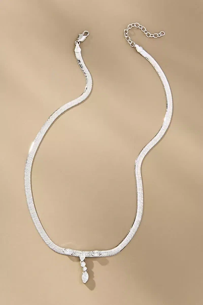 Luv Aj Bianca Drop Crystal Snake Chain Necklace In Silver