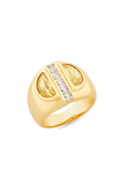 Luv Aj Citrine Half Moon Ring In Gold