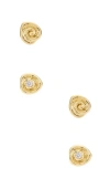 Luv Aj Coquille Studs Set In Metallic Gold